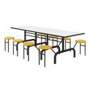 Ver imagem 3 de Mesa para Refeitório Escamoteável 08 Lugares Mdp Branco de 25 Mm - Assento Amarelo - 50802