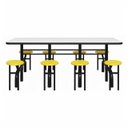 Ver imagem 2 de Mesa para Refeitório Escamoteável 08 Lugares Mdp Branco de 25 Mm - Assento Amarelo - 50802