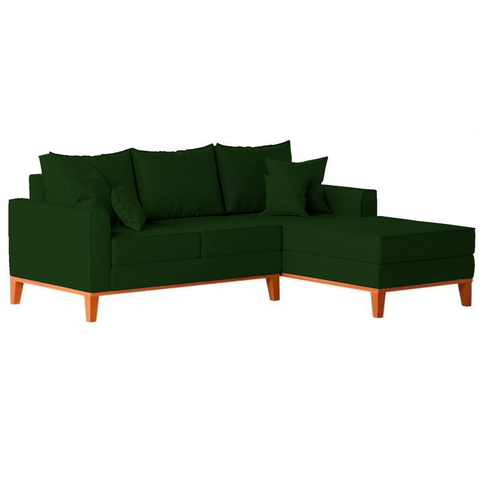 Sofá 3 Lugares Beny com Chaise Direito Suede Verde
