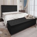 Ver imagem 4 de Kit Cabeceira e Calçadeira Baú Queen 1,60m Suede Preto