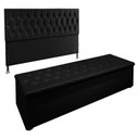 Ver imagem 1 de Kit Cabeceira e Calçadeira Baú Queen 1,60m Suede Preto