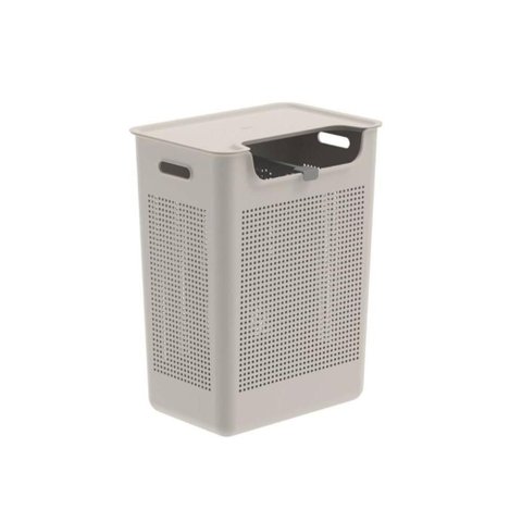 Cesto de Roupas com Duplo Compartimento ou 50L Linha Flow - Bege