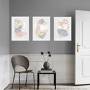 Ver imagem 2 de Kit 3 Quadros Borboletas Abstratas Rosa e Cinza 45x34cm - com Vidro:madeira Branca
