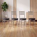 Ver imagem 4 de Conjunto 4 Cadeiras para Sala de Jantar Debrum Cromado/Preto