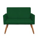 Ver imagem 3 de Kit Namoradeira 2 Poltronas e 2 Puffs Redondo Nina Veludo Verde Pés Palito Castanho - Pallazio