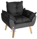 Ver imagem 4 de Kit 02 Poltrona/cadeira Decorativa e Puff Glamour Preto com Pés Quadrado Preto