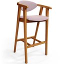 Ver imagem 3 de Kit 04 Banquetas Alta para Cozinha Bancada Bar Sala de Jantar Fixa Cecília L02 Suede Rosê - Lyam