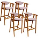 Ver imagem 1 de Kit 04 Banquetas Alta para Cozinha Bancada Bar Sala de Jantar Fixa Cecília L02 Suede Rosê - Lyam