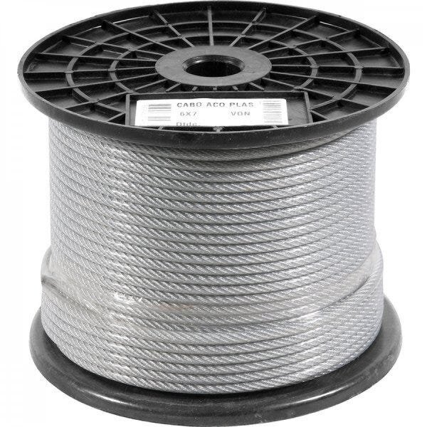 Cabo de aço plastificado alma de fibra 397 mm - 5/32" 6 x 7 Vonder - 1