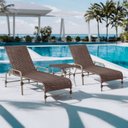 Ver imagem 1 de Kit 2 Espreguiçadeiras Corda Náutica e Mesa Garden em Alumínio para Piscina Edícula Catar Marrom