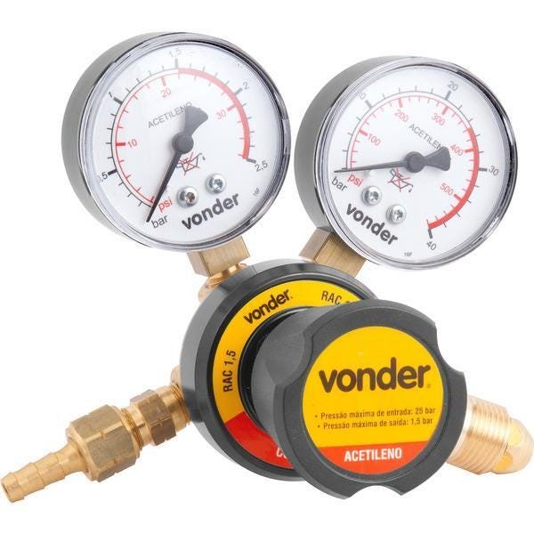 Regulador de pressão acetileno rac1,5 - Vonder - 2