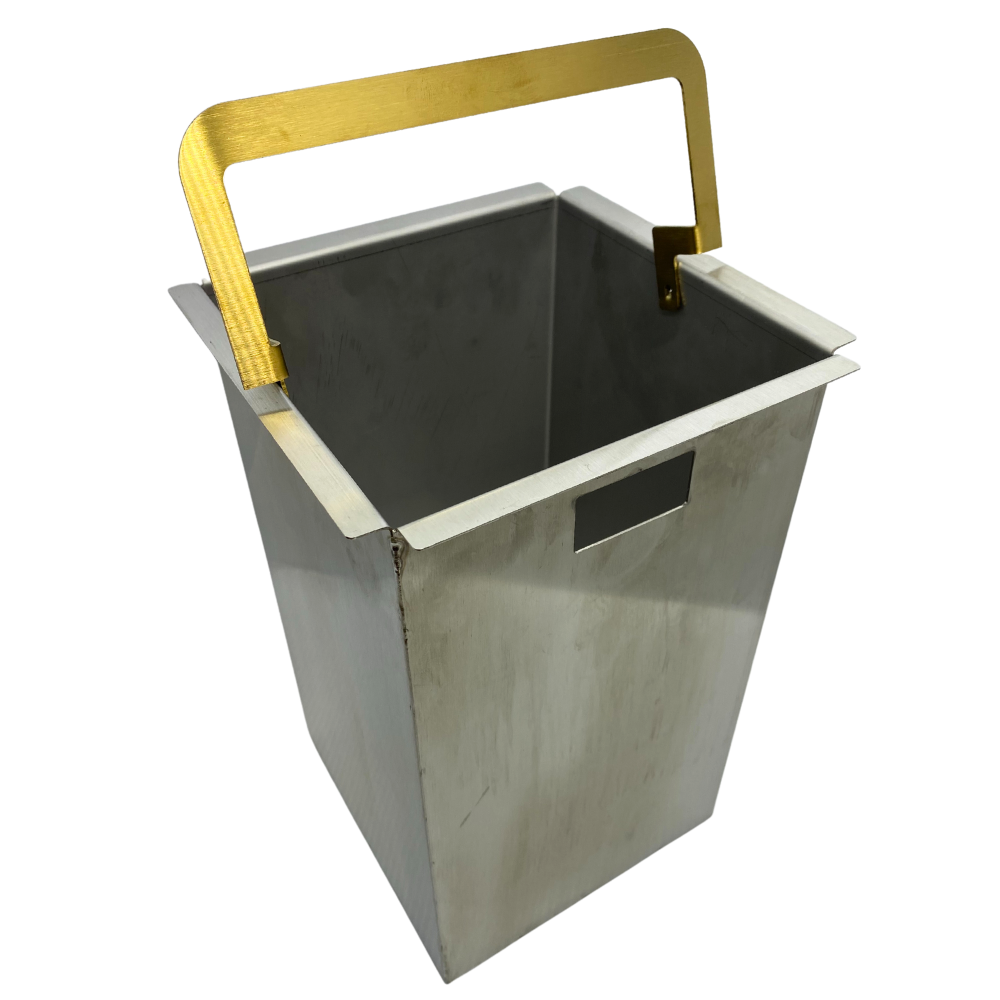 Lixeira Inox Dourada Para Embutir Quadrada Tampa Apoio 4L Fineza - 4