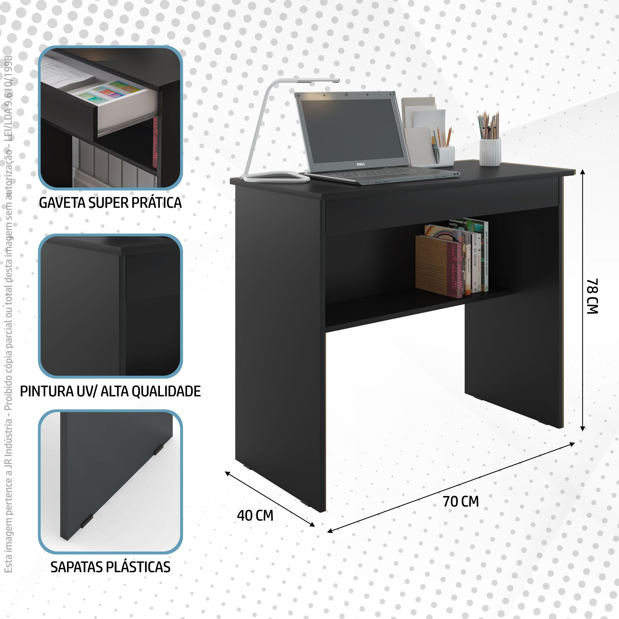 Mesa de Computador Multiuso - Quarto/sala/escritorio - 1 Gaveta - 4