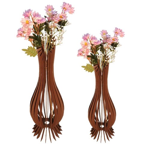 Vaso de Chão Decorativo Grande Ana Maria Mdf:marrom/kit com 2 - 90x28cm e 60x18cm