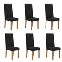 Ver imagem 1 de Kit 6 Cadeiras Nice com Espaldar – Tecido Veludo Suede, Pés em Mdf com Sapatilhas Plásticas Mel/