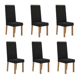 Kit 6 Cadeiras Nice com Espaldar – Tecido Veludo Suede, Pés em Mdf com Sapatilhas Plásticas Mel/