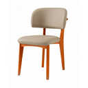 Ver imagem 1 de Cadeira de Jantar Lina Couro Sintético Bege Madeira Mel - Ooca Móveis