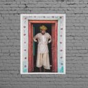 Ver imagem 1 de Quadro Fotografia Homem Indiano 33x24cm:Madeira branca