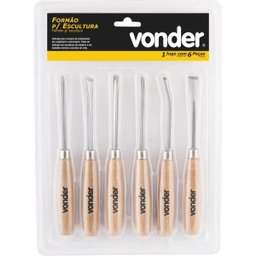 Jogo formão para escultura aço carbono com 6 peças - Vonder - 2