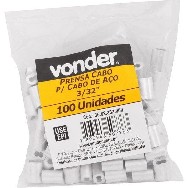 Prensa Cabos em Alumínio para Cabos de Aço 3/32" com 100 Pç - 2