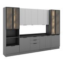 Ver imagem 5 de Cozinha Modulada Lumina 6 Módulos 3 Gavetas MDF e MDP Cinza Lacca com Vidro Fumê Telasul