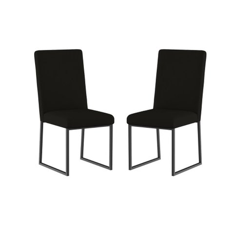 Kit 2 Cadeiras para Mesa de Jantar Base Industrial Preto Balaqui Preto