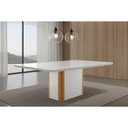 Ver imagem 5 de Conjunto: Mesa Sala Jantar Pietá C/ Tampo Madeirado C/ Vidro Canto Curvo 180x90cm e 6 Cadeiras