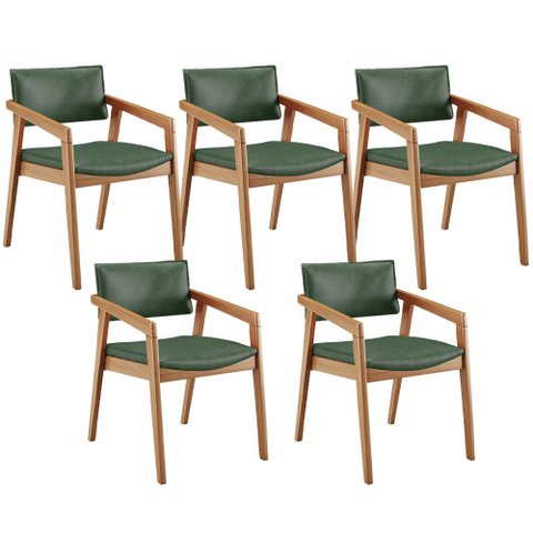 Kit 05 Cadeiras para Sala de Jantar Estar Living Giorgia B04 Couríssimo Verde Musgo - Lyam Decor