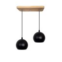 Ver imagem 1 de Luminária Pendente Cúpula Bola Suporte Madeira Pinus – Soquete E-27 – Abf Luminárias:preto