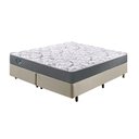 Ver imagem 1 de Cama Box King Size 193x203 Linho Bege com Colchão Mola Ensacada
