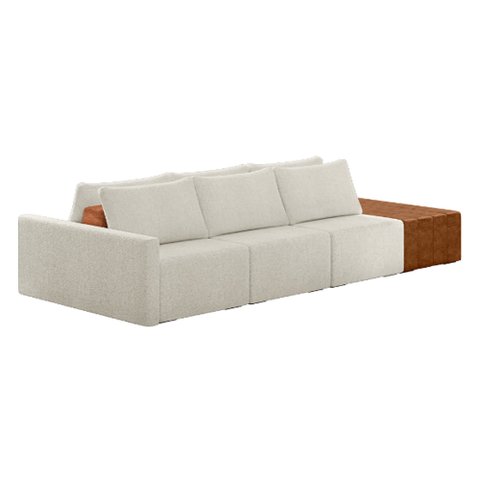 Sofá Ilha Modular Living com Puff 312cm Georgia K04 Bouclê Bege/caramelo - Mpozenato
