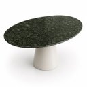 Ver imagem 2 de Mesa de Jantar Cone Oval 244x137 cm Tampo Mármore Verde Guatemala Base Laca Branca