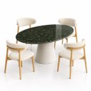 Ver imagem 3 de Mesa de Jantar Cone Oval 244x137 cm Tampo Mármore Verde Guatemala Base Laca Branca