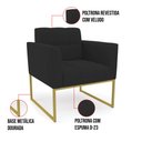 Ver imagem 7 de Kit 2 Poltronas Elisa Veludo Preto Base Metálica Industrial Dourado - D'Rossi