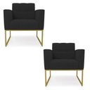Ver imagem 1 de Kit 2 Poltronas Elisa Veludo Preto Base Metálica Industrial Dourado - D'Rossi