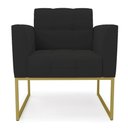 Ver imagem 4 de Kit 2 Poltronas Elisa Veludo Preto Base Metálica Industrial Dourado - D'Rossi