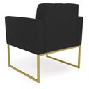 Ver imagem 5 de Kit 2 Poltronas Elisa Veludo Preto Base Metálica Industrial Dourado - D'Rossi