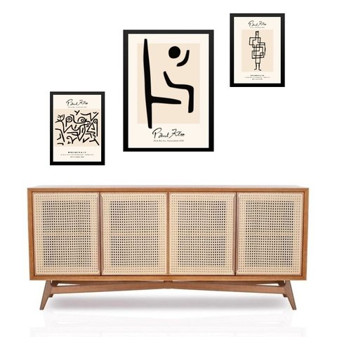 Set 3 Quadros Obras Minimalistas Paul Klee:moldura Branca