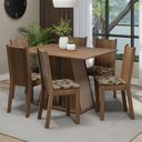 Ver imagem 1 de Conjunto Sala de Jantar Mesa Tampo de Madeira 6 Cadeiras Rustic/crema/bege Marrom Sharon Madesa