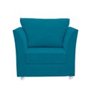 Ver imagem 4 de Conjunto 01 Poltrona Lisboa Decorativa + 01 Puff Redondo Decorativo Suede Azul Claro