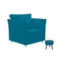 Ver imagem 1 de Conjunto 01 Poltrona Lisboa Decorativa + 01 Puff Redondo Decorativo Suede Azul Claro