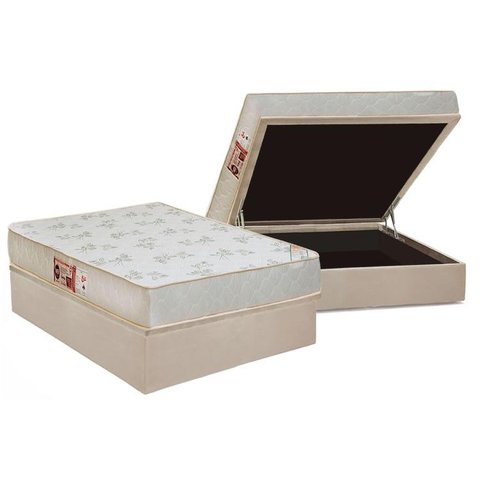 Cama Box Baú Casal: Colchão Espuma Castor D33 Sleep Max Relax + Base CRC Suede Clean(138x188)