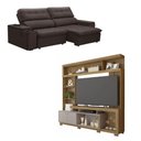 Ver imagem 1 de Kit Sofá Ferguile Genebra 3 Lugares Retrátil com Usb com Home Tv 70 Formosa Caemmun