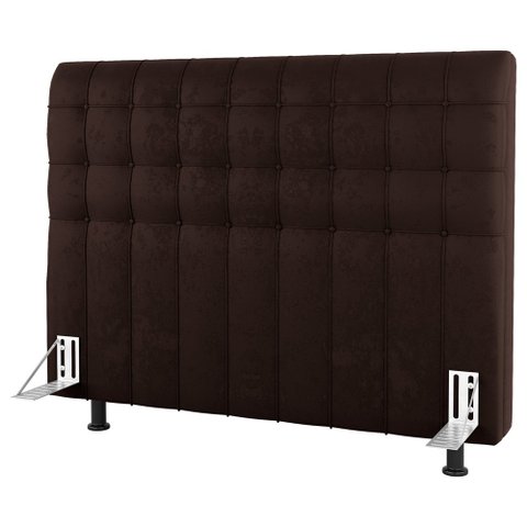 Cabeceira Cama Box Casal Queen Size Dahlia 160cm Com Frame Sintético Marrom - Desk Design