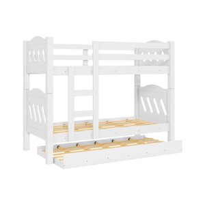 Beliche Perola Branco Vira Duas Camas Solteiro Reforçada com Cama Auxiliar em 100% Mdf - Camas Fenix