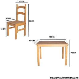 Conjunto Mesa com 4 Cadeiras Madeira Maciça - 7
