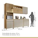 Ver imagem 4 de Cozinha Completa 5 Peças 11 Portas 2 Gavetas Nesher Condessa 270cm Mdf Carvalho/greige