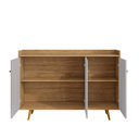 Ver imagem 3 de Aparador Buffet 3 Portas com Prateleira Regulável MDF Cinamomo/Off White Granatto