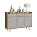 Ver imagem 5 de Aparador Buffet 3 Portas com Prateleira Regulável MDF Cinamomo/Off White Granatto