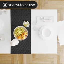 1 Caminho Trilho Mesa Impermeável PVC Kori Preto 42x140 - 6